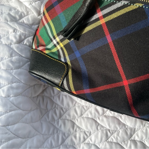 Dooney & Bourke Tartan Plaid Richmond Shopper Bag Tote Black Red Green 2 Handle - Picture 6 of 14